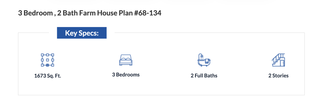 Specifications of this week's house plan.